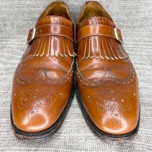 Vtg Church's Stafford Brown Leather Brogue Loafer Monk Strap Fringe Mens 9.5 US